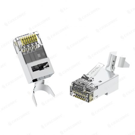 Palam Modular Cat.6A STP RJ45 Tersenarai UL Dengan Reka Bentuk Ekor Untuk rangkaian 10 gigbit