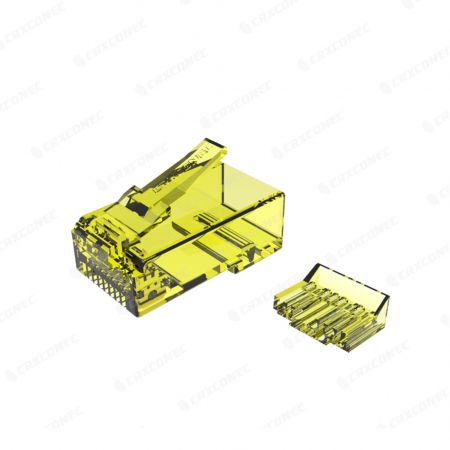 Lite Yellow Cat.6A UTP Connector RJ45 With Insert 5 Up / 3 Down
