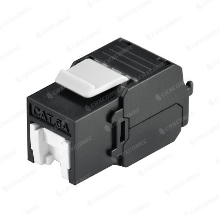 PoE++ Cat6A Black Color Unshielded 500Mhz Tool-Free Keystone Jack with Shutter - Cat.6A UTP RJ45 Keystone jack with shutter
