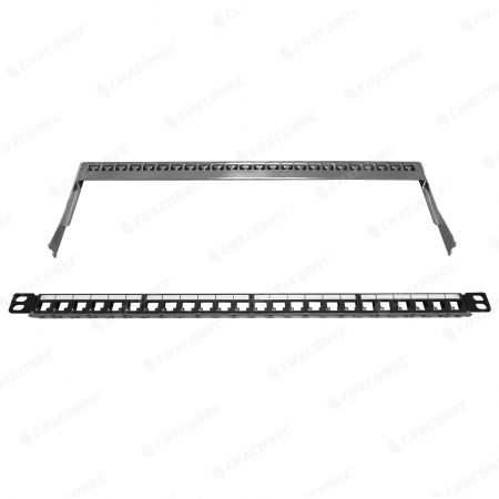 Panel patch keystone berpelindung 0,5U 24 port, panel tanpa muatan