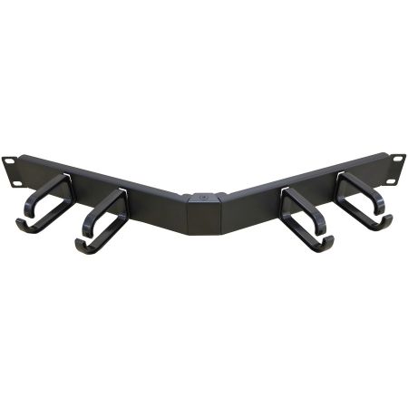 1U 19 Inch Foldable Type Cable Management With 4 Hangers - 1U rack mount v-type cable management