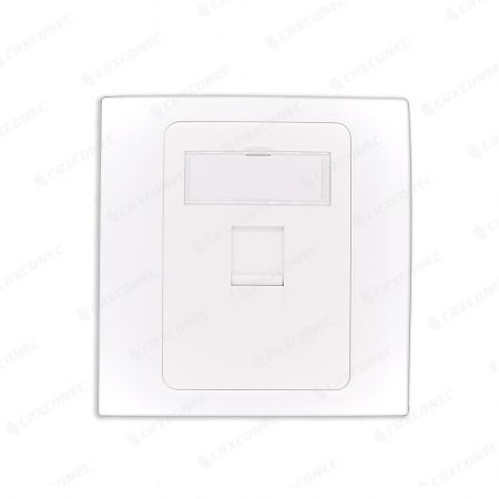 Painel frontal plano com obturador para RJ45, estilo britânico, 1 porta, 86x86mm - Painel frontal plano RJ45 com obturador, estilo britânico, 1 porta, 86x86mm