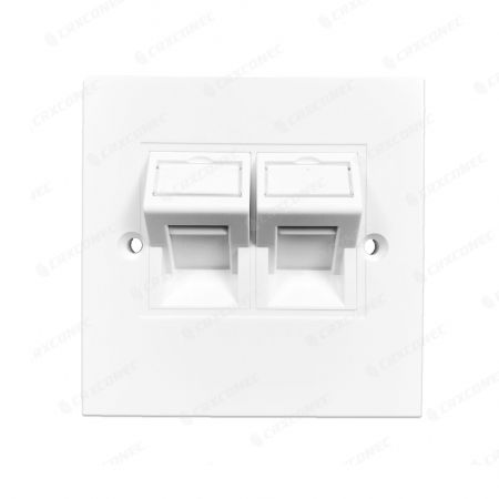 Painel frontal de encaixe estilo britânico LJ6C com 2 portas RJ45, dimensões 86*86mm - Moldura de encaixe para placa frontal de 2 portas estilo britânico LJ6C, 86*86 mm