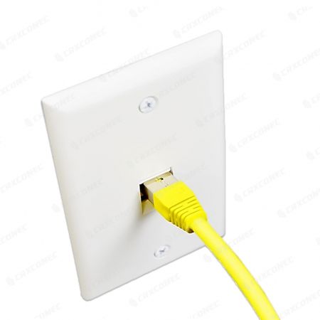Bingkai Pelat Muka RJ45 1 Port Gaya Amerika dengan Pelat Muka Ethernet Shutter