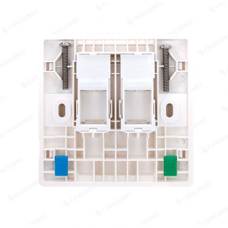 Pelat Muka Ethernet Ikon Berwarna 2 Port Inggris untuk jack keystone