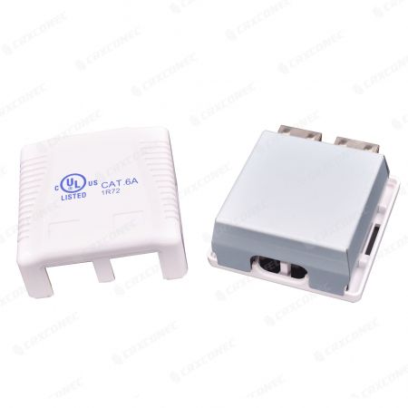 Scatola di montaggio a 2 porte Cat6A STP con design modulare per rete da 10 gigabit