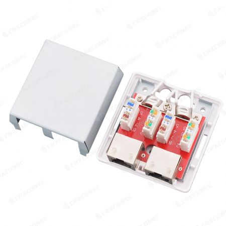 Scatola di montaggio a 2 porte Cat6A STP con design modulare per connessione Ethernet