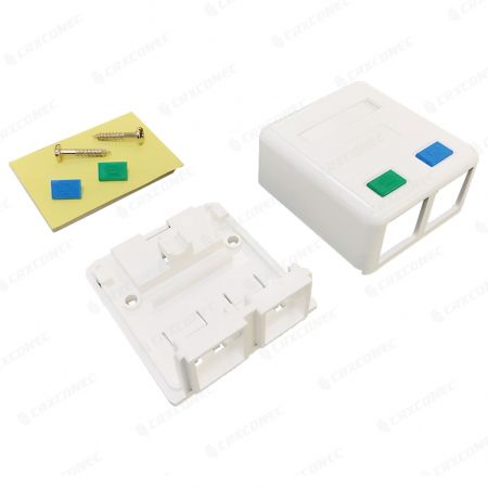 Väggblank 2-portars ytmonterad box för Keystone RJ45