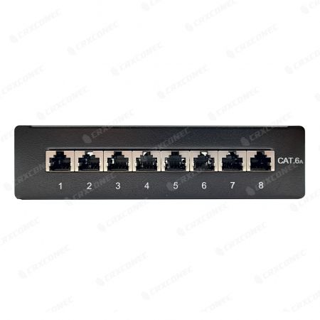 8-portars Cat.6A STP 90° Punch Down ytmonteringsbox för 10 gigabit-nätverk