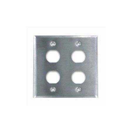 IP44 Stainless Faceplate 4 Port - IP44 Double gang faceplate 4 port, stainless steel