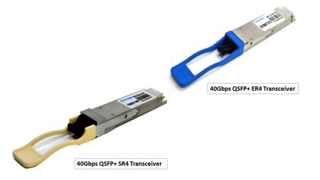 Transceptor QSFP+ - O QSFP+ é uma evolução do QSFP para suportar quatro canais de 10 Gbit/s com 10 Gigabit Ethernet, 10G FC ou QDR InfiniBand.