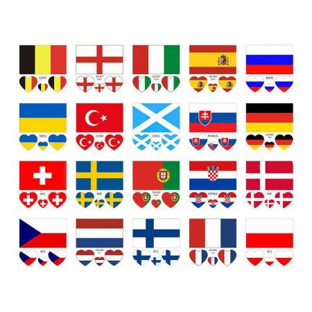 کالای فیفا، برچسب خالکوبی، 2 سبک از جمله پرچم ملی و نشان تیم