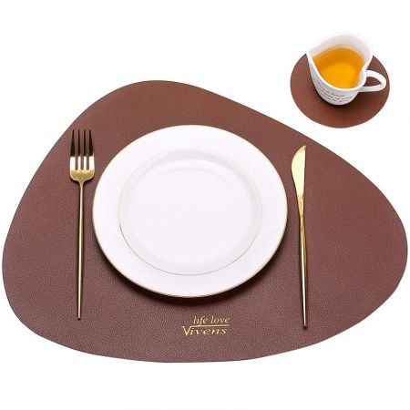 Modern Style PU Leather Placemats - Custom leather desk mat