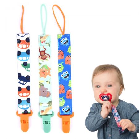 Personalized Pacifier Clip - Double-sided design pacifier strap.