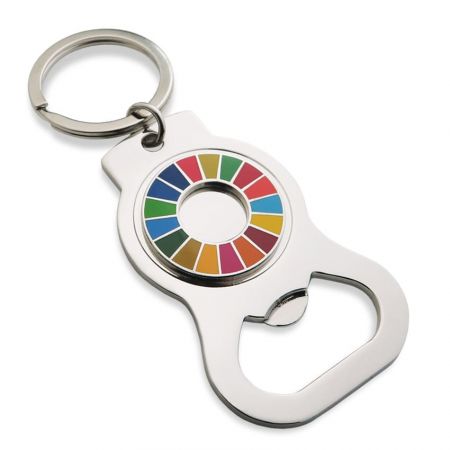 Avaa Design Pullonavaajan avaimenperä - Mukautettu SDGs jäljitelmä kovaa emalipullonavaajaavaimenperä.