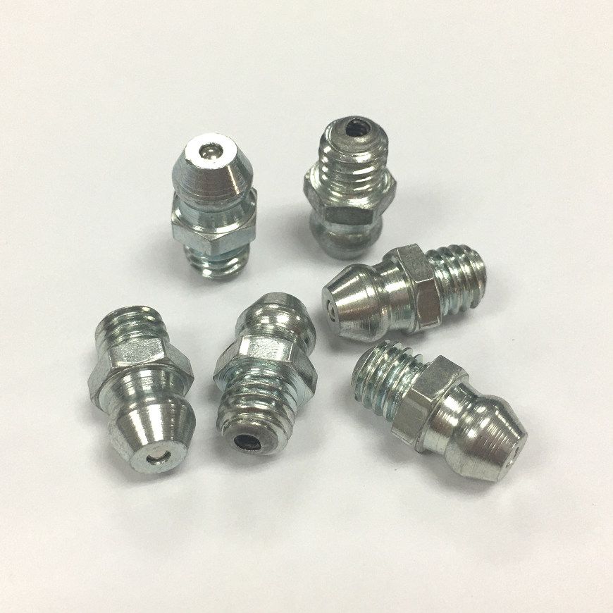 UNF 1/4" Zinc Plated Steel Grease Nipples Straight 45 & 90 Degrees 