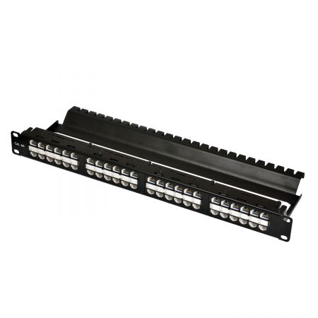 Category 6A - 48 port-1U feed-through panel with built-in wire management