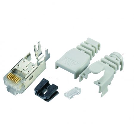 Multi-Piece Type RJ45 Plug for Cat 6 STP Solid Round Cable (Boot included)