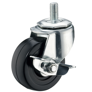 3" x 1-1/4" Threaded Stem Casters With Hard Rubber Wheels - 3" x 1-1/4" Threaded Stem Casters With Hard Rubber Wheels