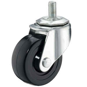 4" x 1-1/4" Threaded Stem Casters With Soft Rubber Wheels - 4" x 1-1/4" Threaded Stem Casters With Soft Rubber Wheels