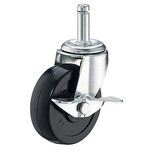 3" x 1" Friction Ring Stem Casters With Hard Rubber Wheels - 3" x 1" Friction Ring Stem Casters With Hard Rubber Wheels