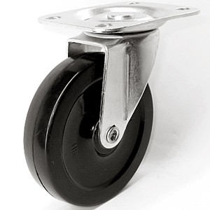 4" x 7/8" Swivel Top Plate Casters With Soft Rubber Wheels - 4" x 7/8" Swivel Top Plate Casters With Soft Rubber Wheels