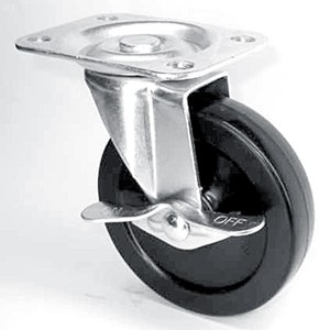 4" x 7/8" Swivel Top Plate Casters With Hard Rubber Wheels - 4" x 7/8" Swivel Top Plate Casters With Hard Rubber Wheels