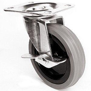 4" x 15/16"活动顶板灰色橡胶脚轮 - 4" x 15/16"活动顶板灰色橡胶脚轮