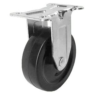 3" x 1-1/4" Rigid Top Plate Casters With Hard Rubber Wheels