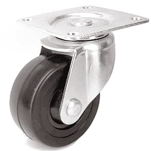 3" x 1-1/4" Swivel Top Plate Casters With Soft Rubber Wheels