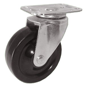 4" x 1-1/4" Swivel Top Plate Casters With Soft Rubber Wheels