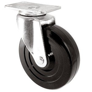 5" x 1-1/4" Swivel Top Plate Casters With Soft Rubber Wheels