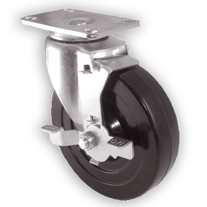5" x 1-1/4" Swivel Top Plate Casters With Hard Rubber Wheels