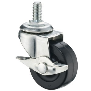 50mm Threaded Stem Casters With Hard Rubber Wheels