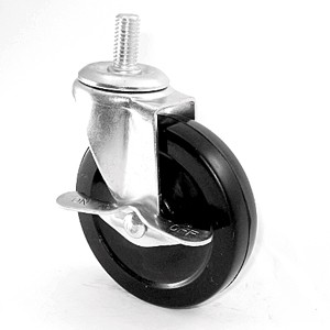 4" x 15/16" Threaded Stem Casters With Soft Rubber Wheels - 4" x 15/16" Threaded Stem Casters With Soft Rubber Wheels