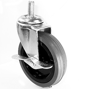 4" x 15/16" Threaded Stem Casters With Gray Rubber Wheels - 4" x 15/16" Threaded Stem Casters With Gray Rubber Wheels