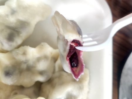 Blueberry Pierogis with whole blueberries are one of the client’s best-selling products