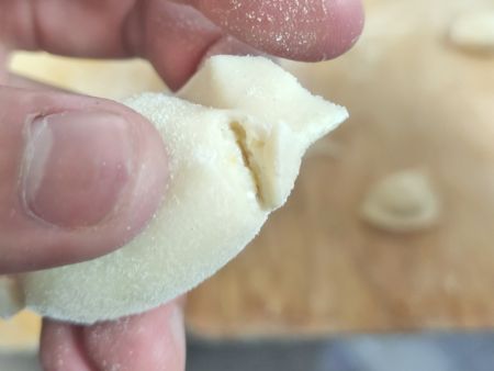 Excess dough formed in the Pierogi
