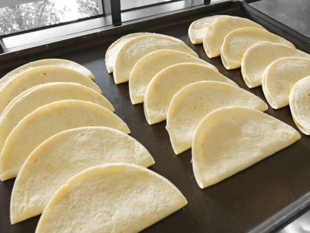 Quesadillas are made with uniformity and great consistency