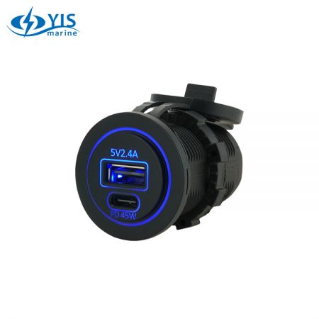 PD 45W USB 1A+1C Charger - AS238 PD Type C car Dual Port USB Charger  1A1C