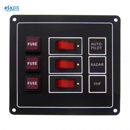 3P Classic Switch Panel - SP1113F-3P Classic vippbrytarpanel med säkringar (svart)