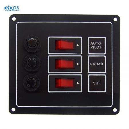 3P Classic Switch Panel - SP1113P-3P Classic Rocker Switch Panel with Circuit Breakers (Black)