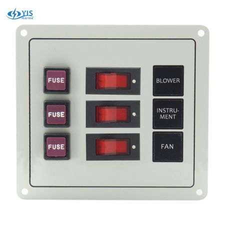 3P Classic Switch Panel - SP1123F-3P Classic vippbrytarpanel med säkringar (vit)