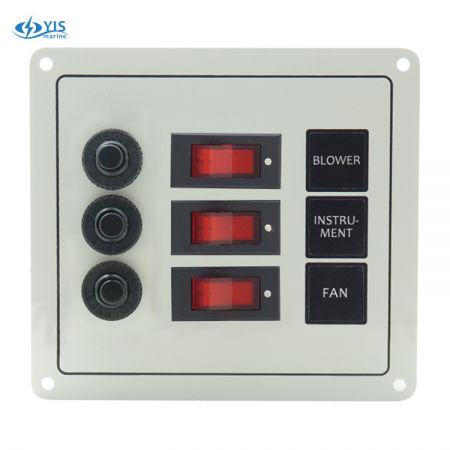 3P Classic Switch Panel - SP1123P-3P Classic vippbrytarpanel med strömbrytare (vit)