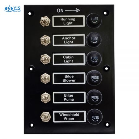 Panneau d'interrupteur à bascule 6P - SP2016F-6P Panneau d'interrupteurs à bascule en bakélite avec fusibles