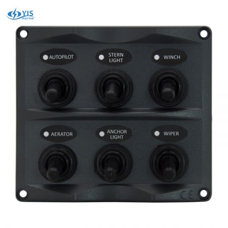 6P Toggle Switch Panel - SP2116-6P Modern Design Toggle Switch Panel (Dark Gray)