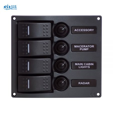 4P Streamline Water-resistant Switch Panel - SP3114P-4P Streamline Water-resistant LED Switch Panel with Circuit Breakers