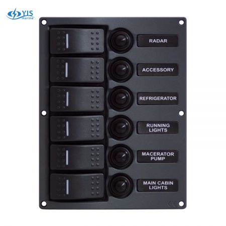 6P Streamline Water-resistant Switch Panel - SP3116P-6P Streamline Water-resistant LED Switch Panel with Circuit Breakers
