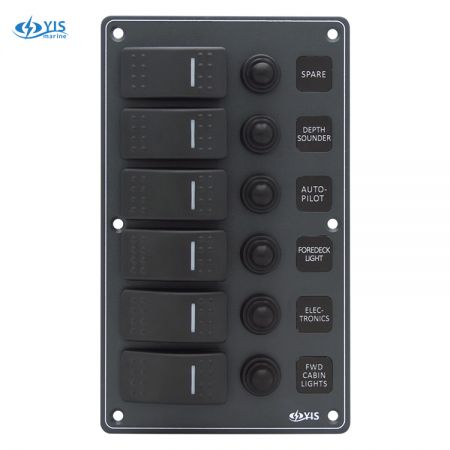 6P Aluminum Water-resistant Switch Panel - SP3216P-6P Water-resistant Switch Panel with Backlight Modules (Dark Gray)