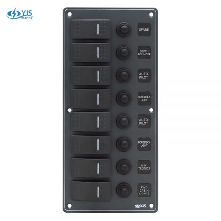 8P Aluminum Water-resistant Switch Panel - SP3218P-8P Water-resistant Switch Panel with Backlight Modules (Dark Gray)